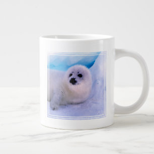 Grande Tasse Jeune phoque de la harpe recouvert de flocons de n