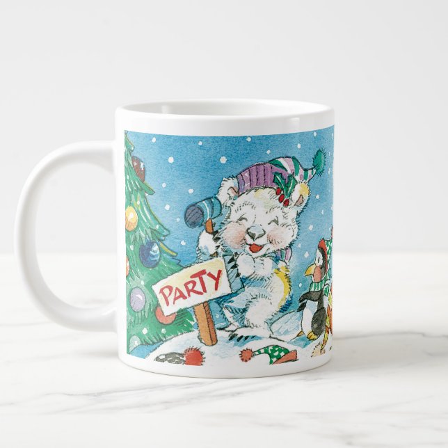 Grande Tasse Joli caricature Noël Polaire Ours Penguin Party (Gauche)