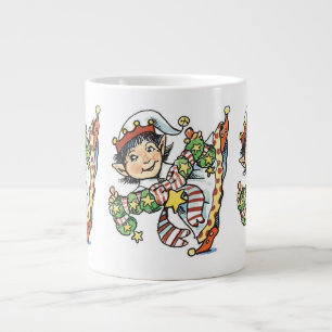 Grande Tasse Joli Elf Dancing, Caricature rétro de Noël