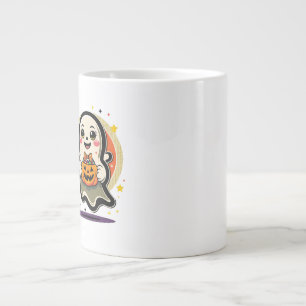 Grande Tasse Joli Fantôme Tenant un Seau de Bonbons à la Citrou