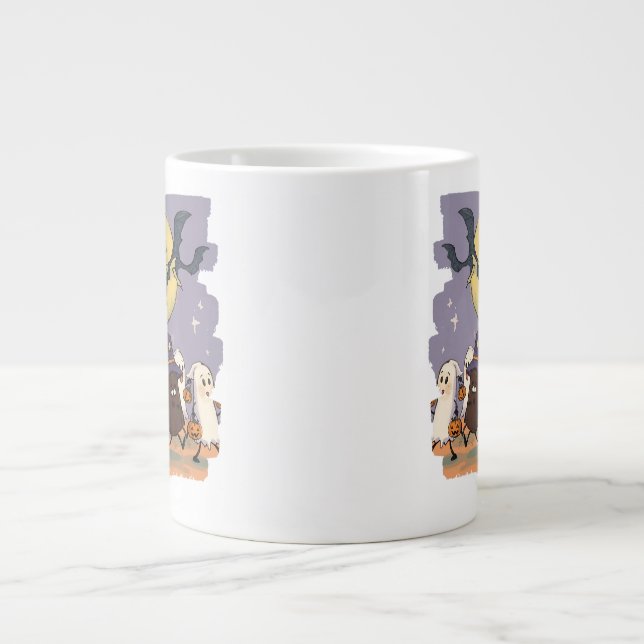Grande Tasse Joli Ghost Kids Trick ou Treat Sous Lune Éffrayant (Devant)
