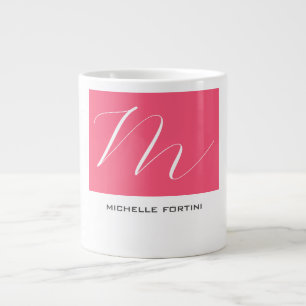 Grande Tasse Joli Monogramme rose blanc moderne