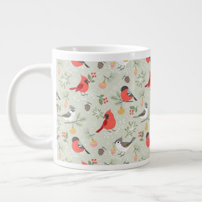Grande Tasse Joli Noël Oiseau Motif Design de vacances (Gauche)