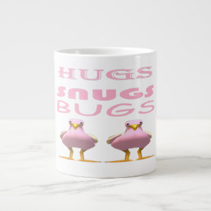 Grande Tasse Joli oiseau couleur rose avec message d'amour