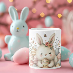 Grande Tasse Jolie aquarelle Lapin Pâques