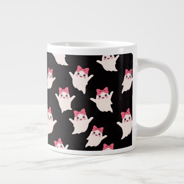 Grande Tasse Jolie Fille Rétro Fantôme avec poil rose (Droite)