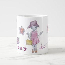 Grande Tasse Jolie petite fille avec sac à main jouant à la ten
