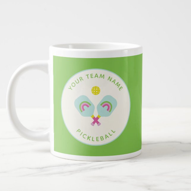 Grande Tasse Joueur de Pickleball Cadeau Rainbow Paddles équipe (Gauche)
