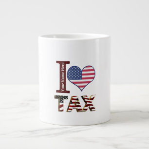 Grande Tasse Journée fiscale personnalisée J'aime fiscal drapea