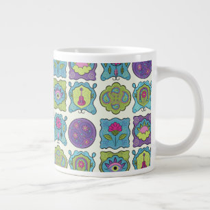 Grande Tasse Joyau Whimsical Tons Main dessiné Cadres Boho