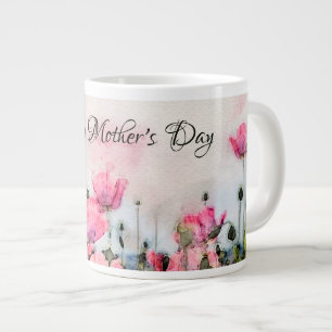 Grande Tasse Joyeuse Fête des Mères Aquarelle rose florale