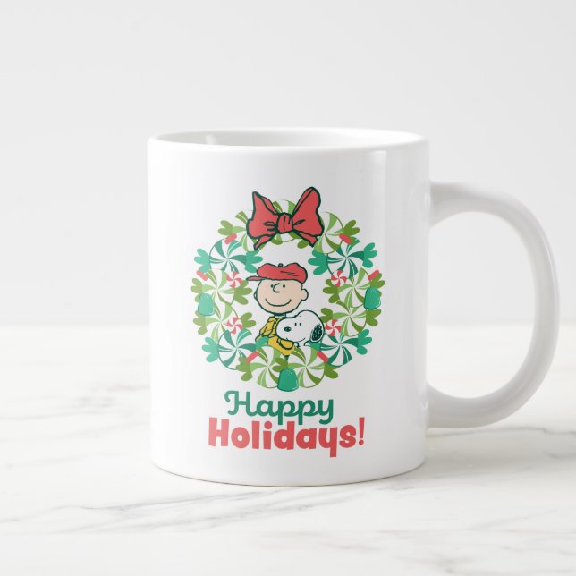 Grande Tasse Joyeuses fêtes | Wreath de bonbon de menthe poivré (Droite)