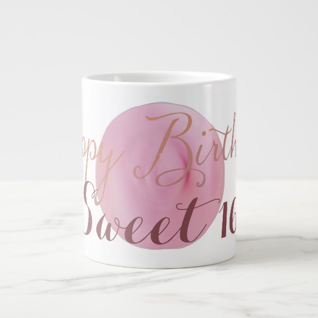 Grande Tasse Joyeux Anniversaire Doux Comme Rose Glace 16 (Devant)