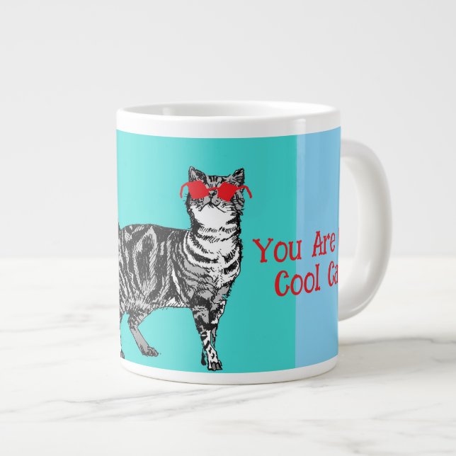 Grande Tasse Joyeux anniversaire Vous Cool Tabby Chat Mens Mari (Devant droit)