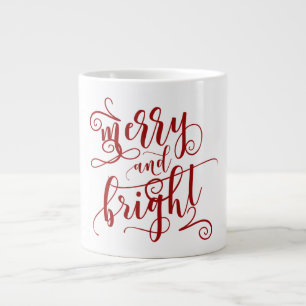 Grande Tasse Joyeux et lumineux   Texte rouge   Noël