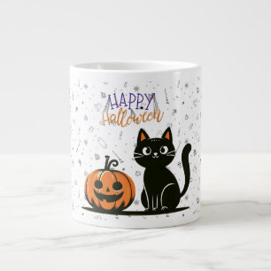 Grande Tasse Joyeux Halloween chat & citrouille