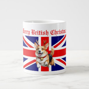 Grande Tasse Joyeux Noël britannique Corgi Reindeer Antlers