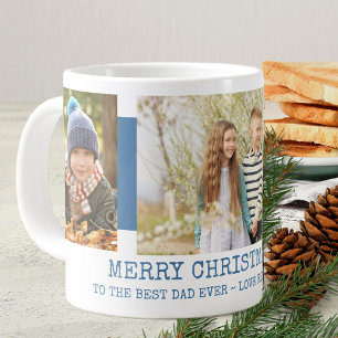 Grande Tasse Joyeux Noël Meilleur papa Ever 3 Photo Bleu