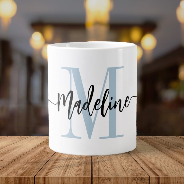 Grande Tasse Jumbo personnalisé Monogramme de script moderne (Créateur téléchargé)