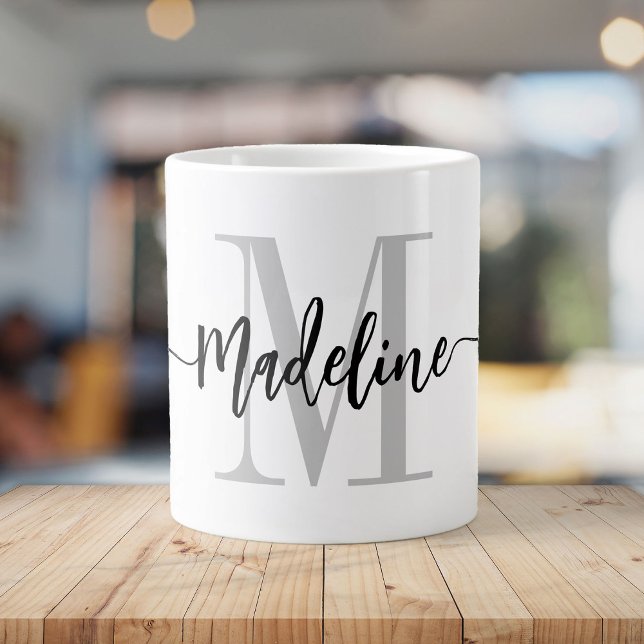 Grande Tasse Jumbo personnalisé Monogramme de script moderne (Créateur téléchargé)