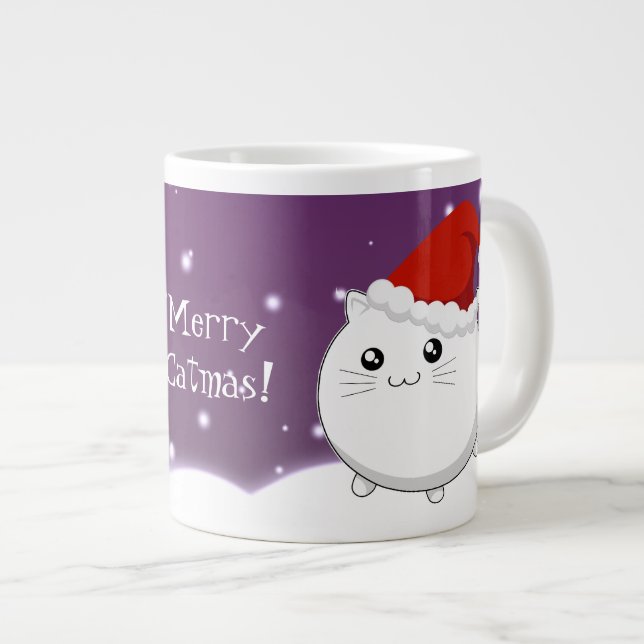 Grande Tasse Kawaii chaton de Noël (Devant droit)