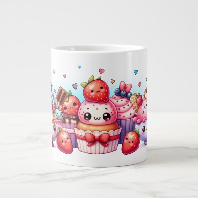 Grande Tasse Kawaii fraises et amis de la crème glacée (Devant)