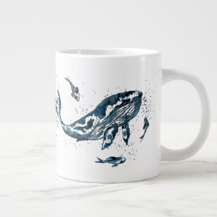 Grande Tasse La baleine d'eau dans la boue bleue