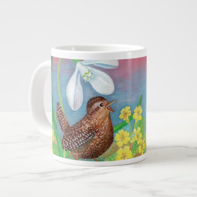 Grande Tasse La chute de neige et l'oiseau brun convoquent le p (Devant gauche)