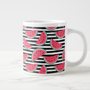 Grande Tasse La douce pastèque sur le Motif noir et blanc
