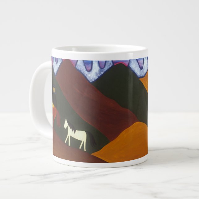 Grande Tasse La lune et le puma indiquant au revoir au (Devant gauche)