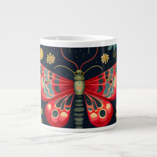 Grande Tasse La Mousse Rouge Dans Le Jardin De Nuit