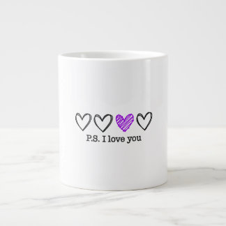 Grande Tasse La Saint-Valentin PS Je t'aime Cœur Violet