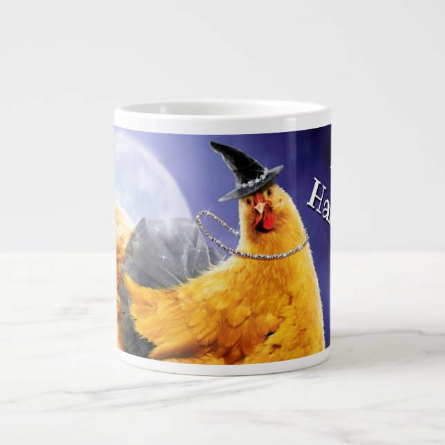 Grande Tasse La sorcière de poulet sur le Broomstick (Devant)