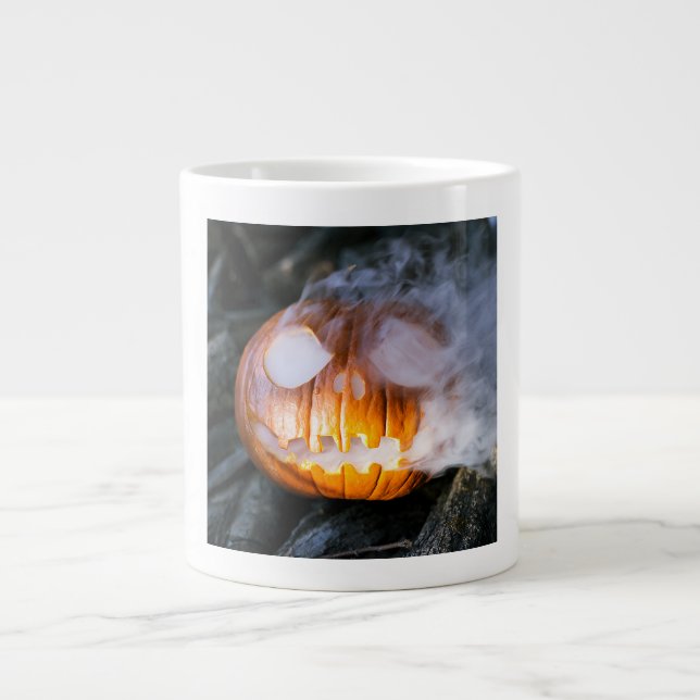 Grande Tasse La tête Jack-o-Lantern d'un cavalier sans tête (Devant)