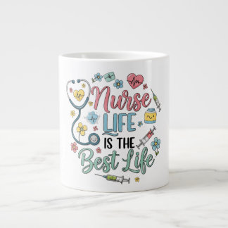 Grande Tasse La vie d'infirmière est la meilleure vie Fleur pas
