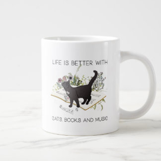 Grande Tasse La vie est meilleure avec les chats Livres et la m