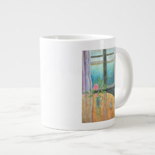 Grande Tasse La vie toujours dans la fenêtre avec le camélia