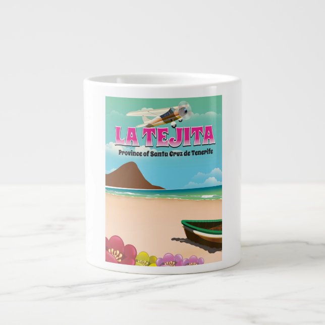 Grande Tasse L'affiche de voyage de plage de La Tejita Tenerife (Devant)