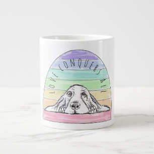 Grande Tasse l'amour conquiert tout chien arc-en-ciel basset ho