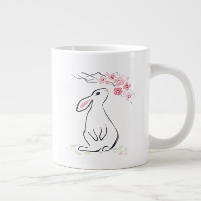 Grande Tasse Lapin blanc et fleur de Sakura (Droite)