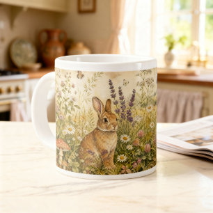 Grande Tasse Lapin Cottagecore Botanique de la Forêt Vintage 