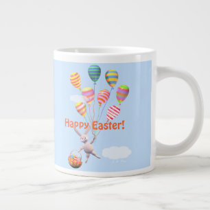 Grande Tasse Lapin de Pâques heureux et ballons