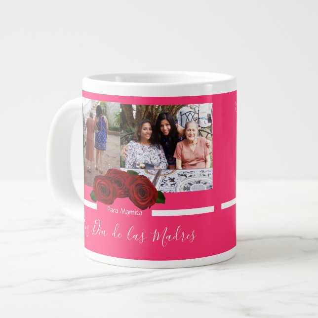 Grande Tasse Latins de la Fête des mères | Red Roses Photo (Devant gauche)
