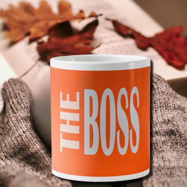 Grande Tasse LE BOSS - texte en gras - néon orange (Créateur téléchargé)
