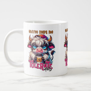 Grande Tasse Le café m'aide à tolérer les idiots 