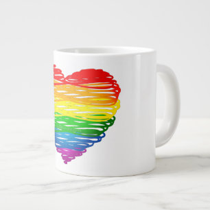Grande Tasse Le cœur arc-en-ciel de SlipperyJoe griffonné tourb