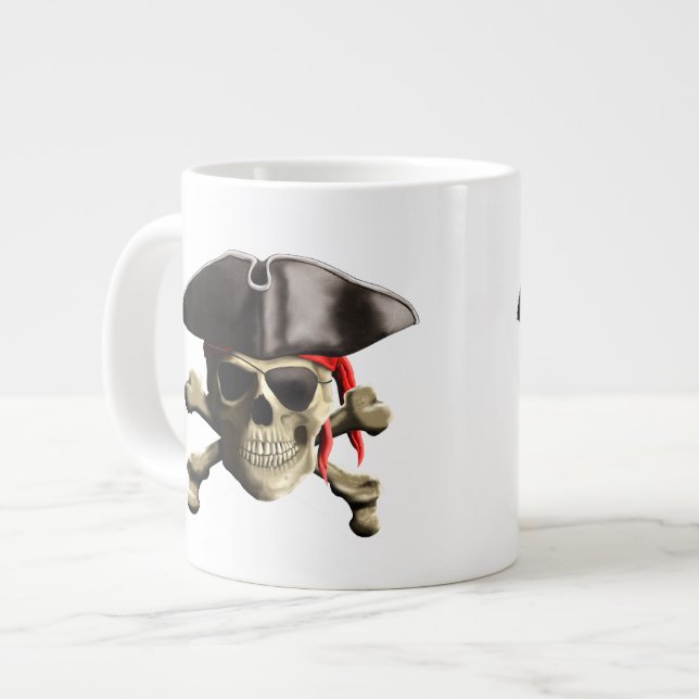 Grande Tasse Le crâne de pirate de jolly roger (Devant gauche)