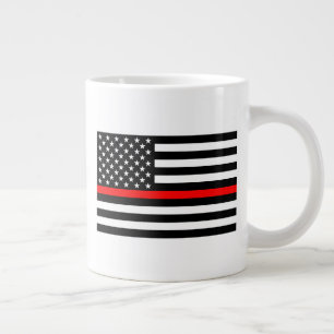 Grande Tasse Le drapeau américain blanc et noir de la ligne ro
