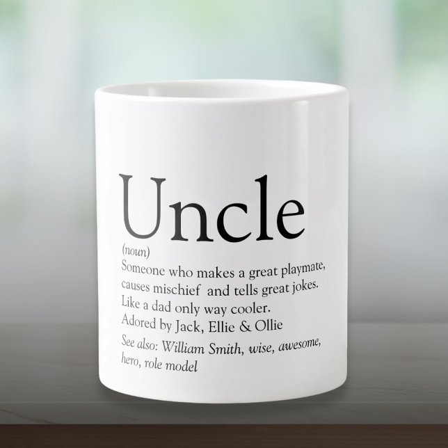 Grande Tasse Le meilleur oncle du monde moderne noir et blanc (World's Best Ever Uncle Modern Black and White Giant Coffee Mug)
