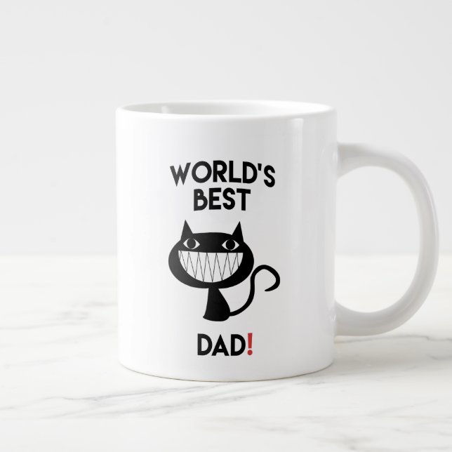 Grande Tasse Le meilleur papa du monde ! Dessin de chat amusant (Droite)